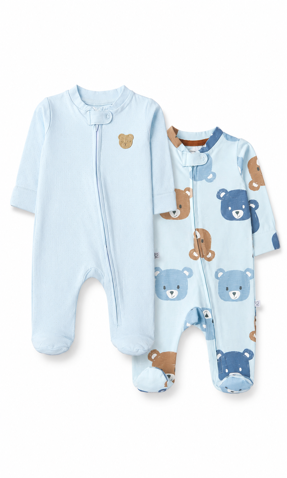 Baby Footed Romper Pack of 2 Blue Bear Print