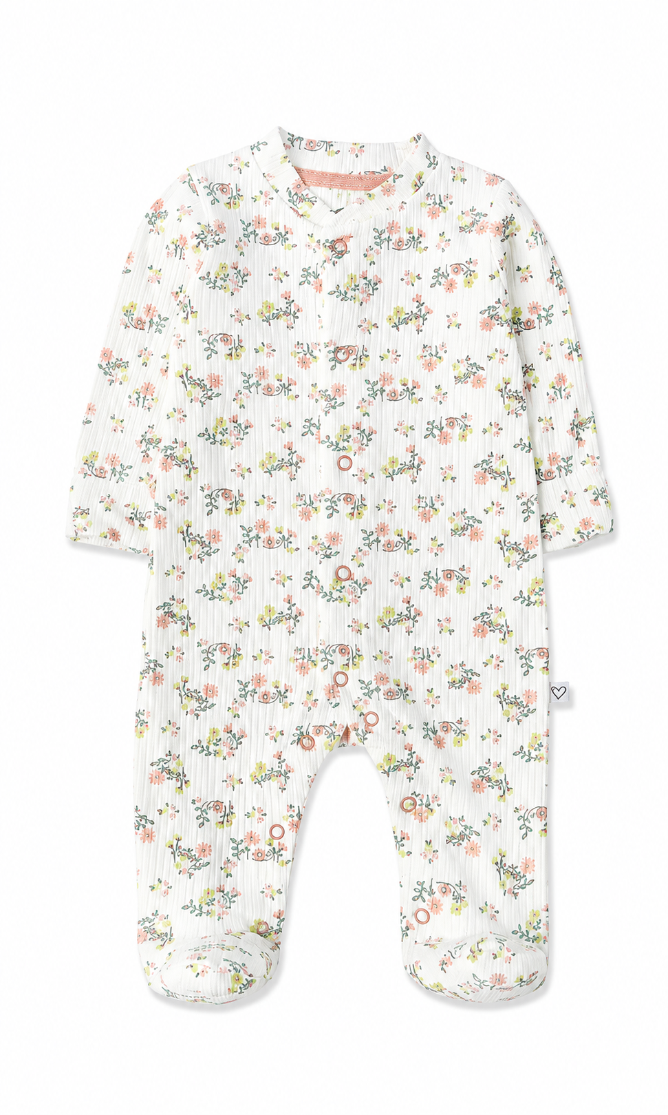 Baby Girls Footed Romper Pack of 2 Floral Print & Pink Stripe