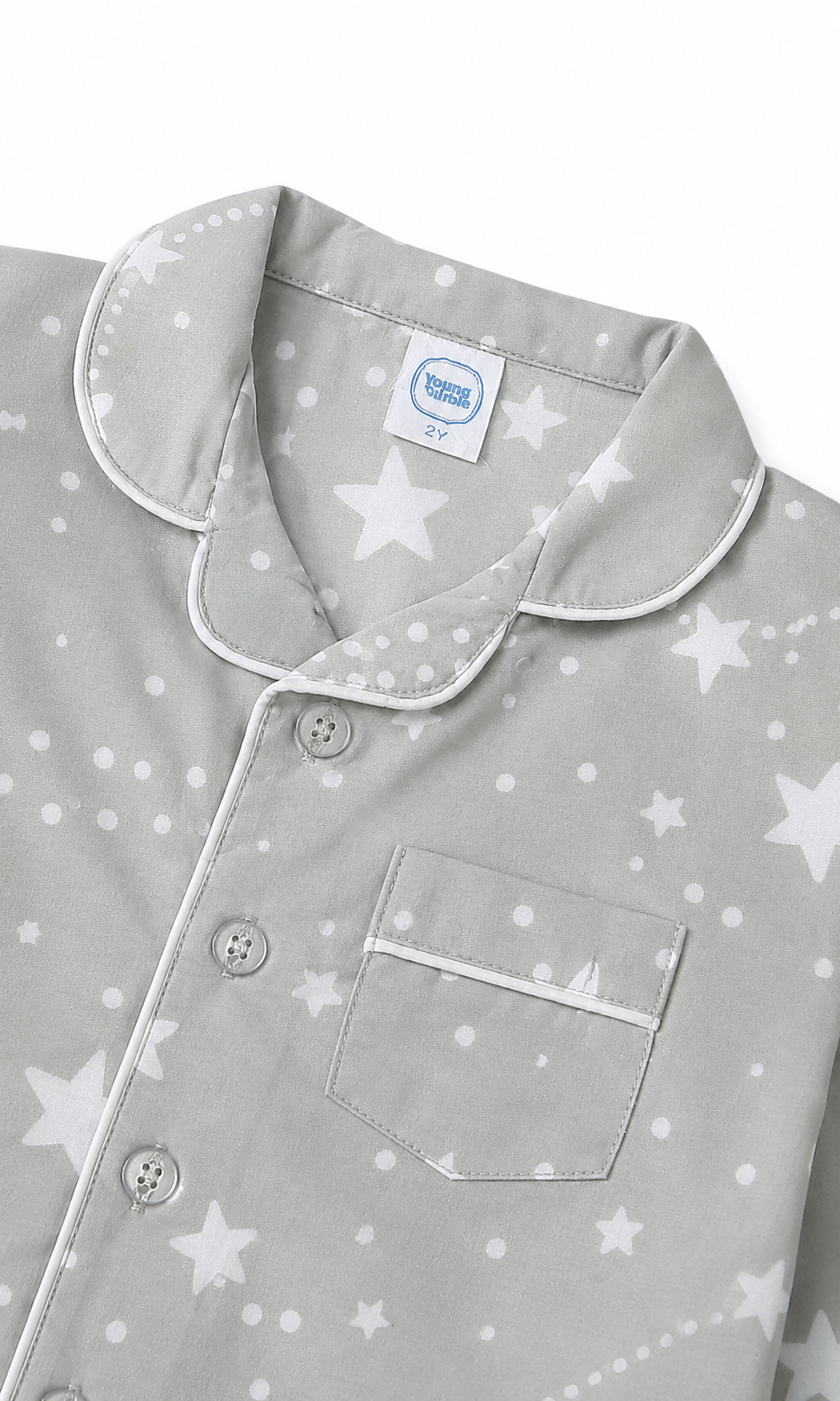 Kids Night Suit Grey Star Print