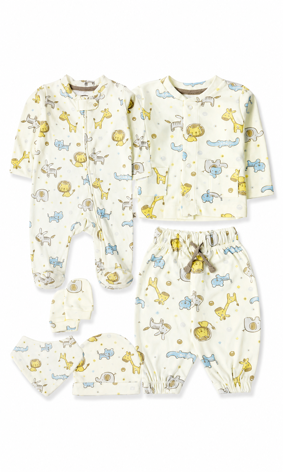 Baby Safari Animal Print 6-Piece Gift Set Cream