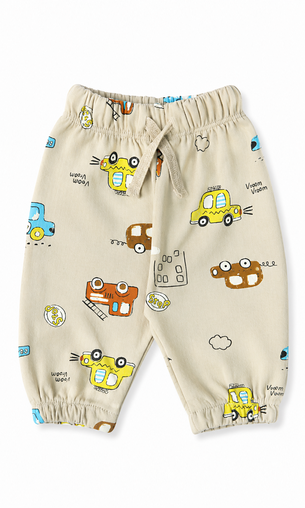Baby Cartoon Car Print Striped 6-Piece Gift Set Cream White