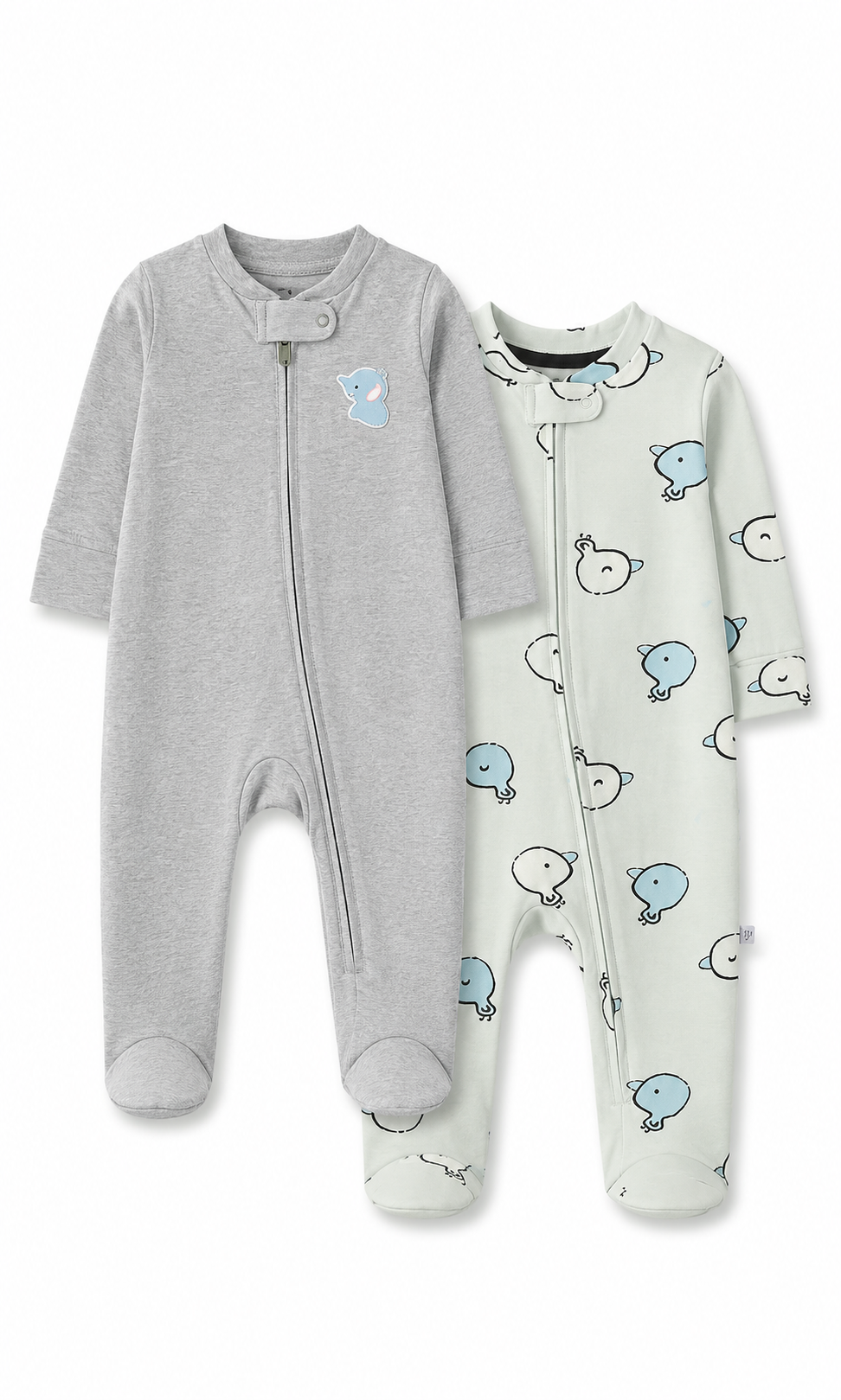 Baby Footed Romper Pack of 2 Grey