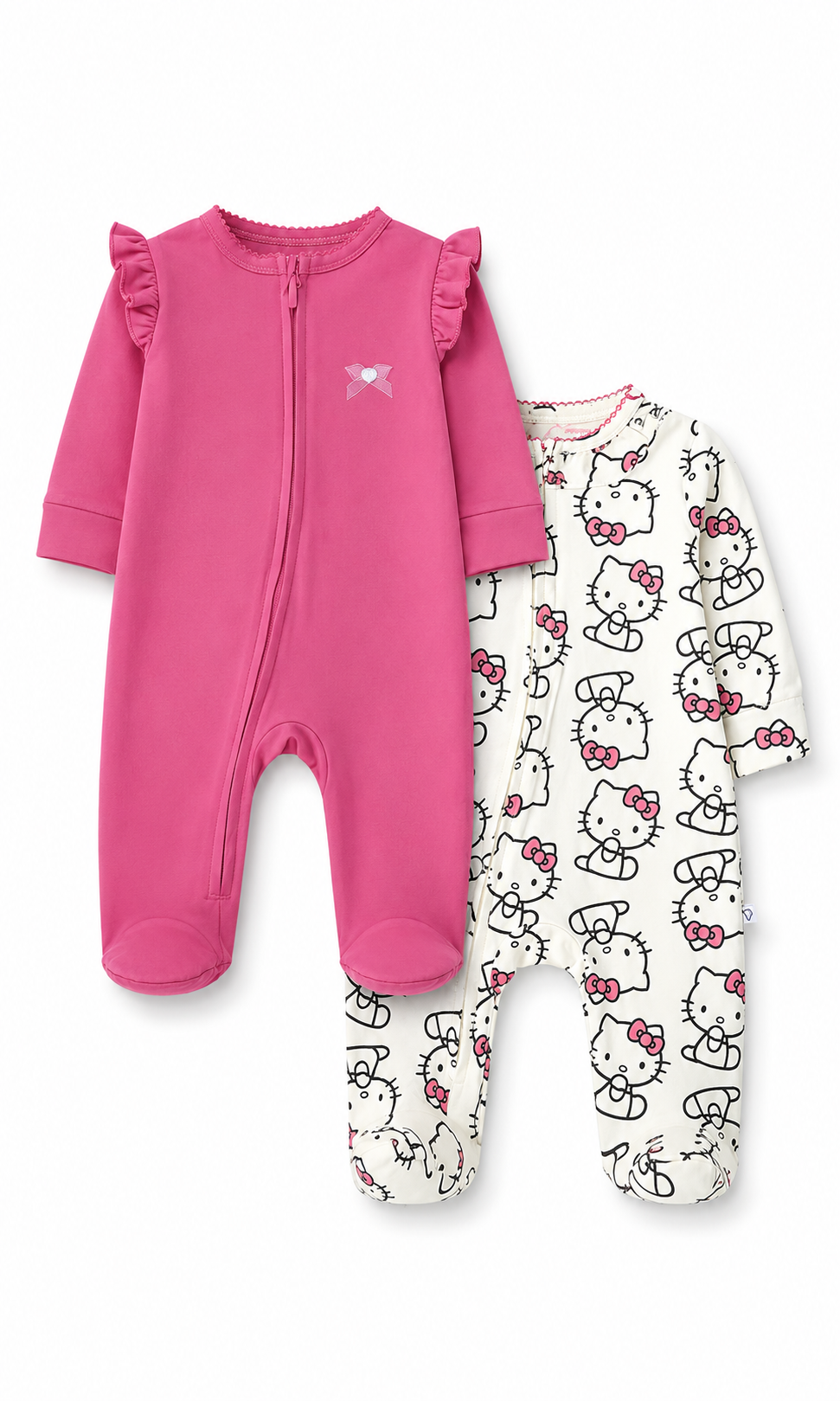 Baby Girls Footed Romper Pack of 2 Pink