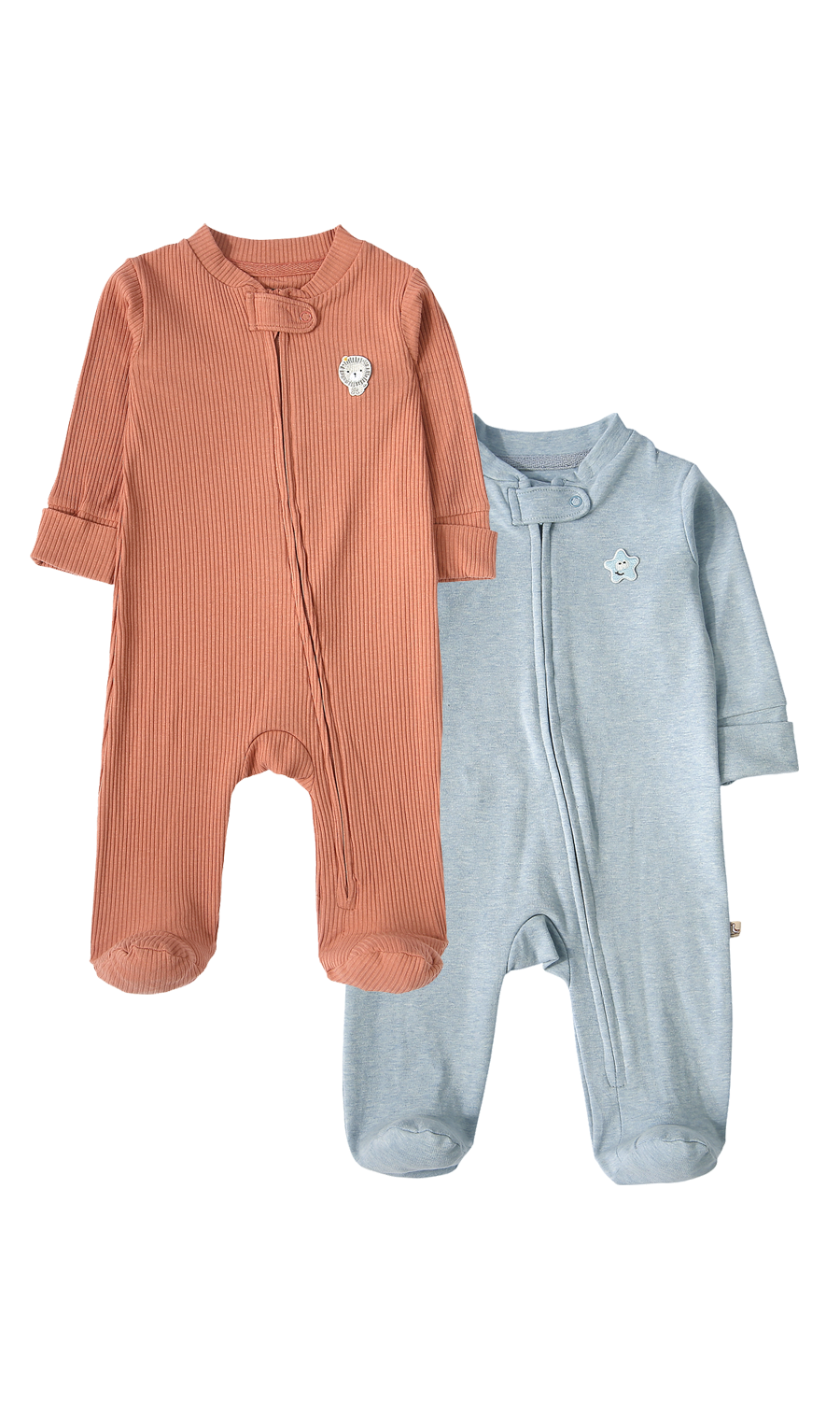 Baby Boys Footed Romper Pack of 2 Multicolour