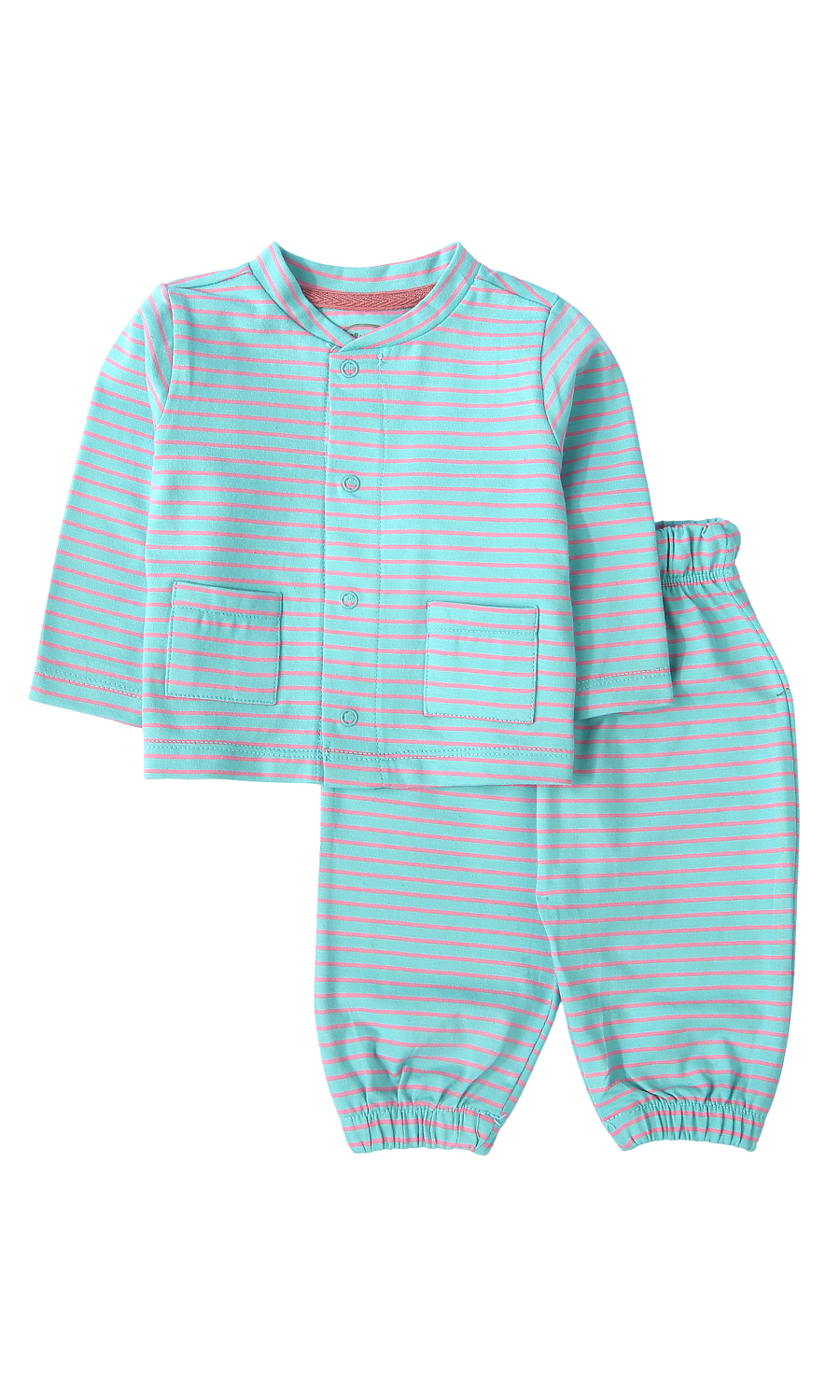 Baby Boys Night Suit Mint Green Pink Stripe