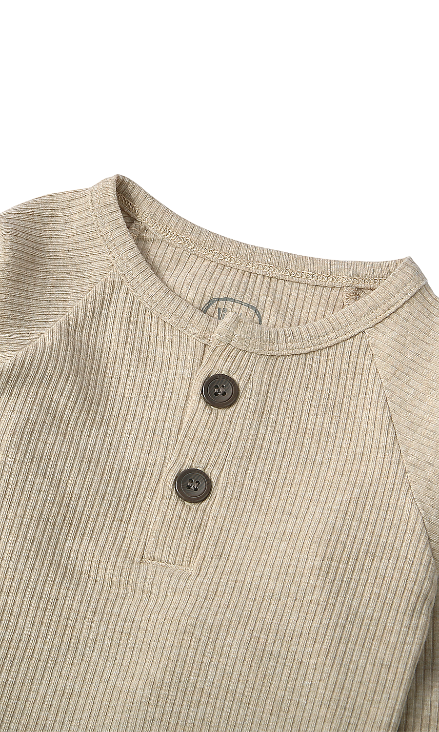 Baby Boys Night Suit Oatmeal Wide Rib Henley 3-Piece Pyjama Set with Cap