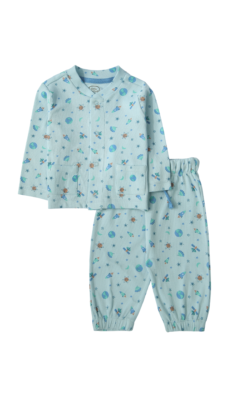 Baby Boys Night Suit Sky Blue Outer Space Galaxy Print 2-Piece Pyjama Set