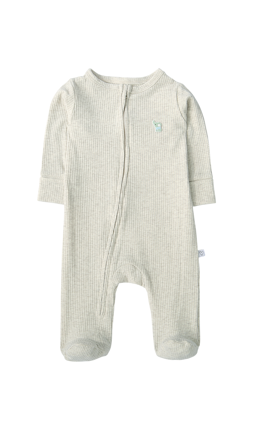 Baby Boys Sleep Suit Pack of 2 Grey Cream Ribbed