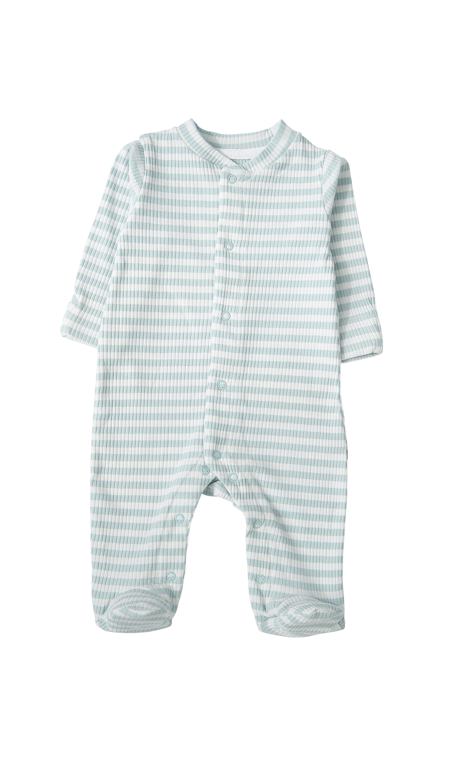 Baby Boys Sleep Suit Pack of 2 White Mint Blue Striped