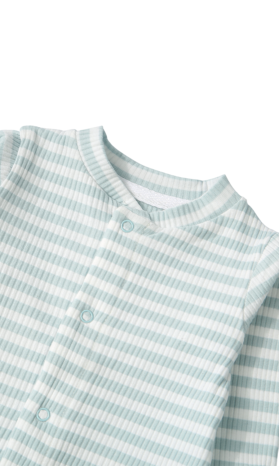 Baby Boys Sleep Suit Pack of 2 White Mint Blue Striped