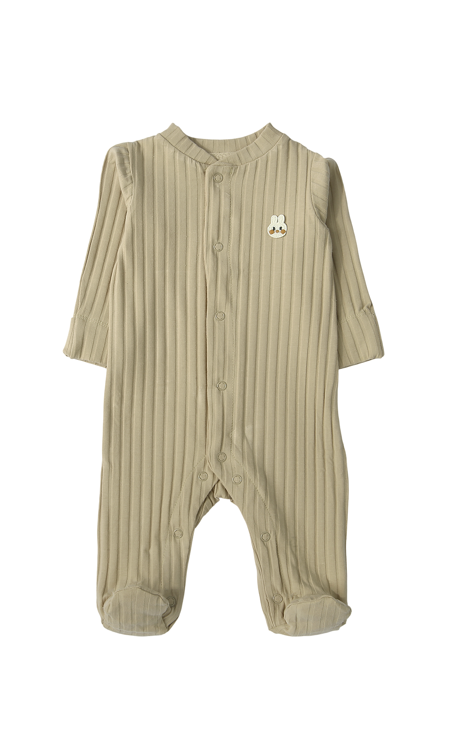 Baby Boys Sleep Suit Pack of 2 White Olive Green Bunny Print