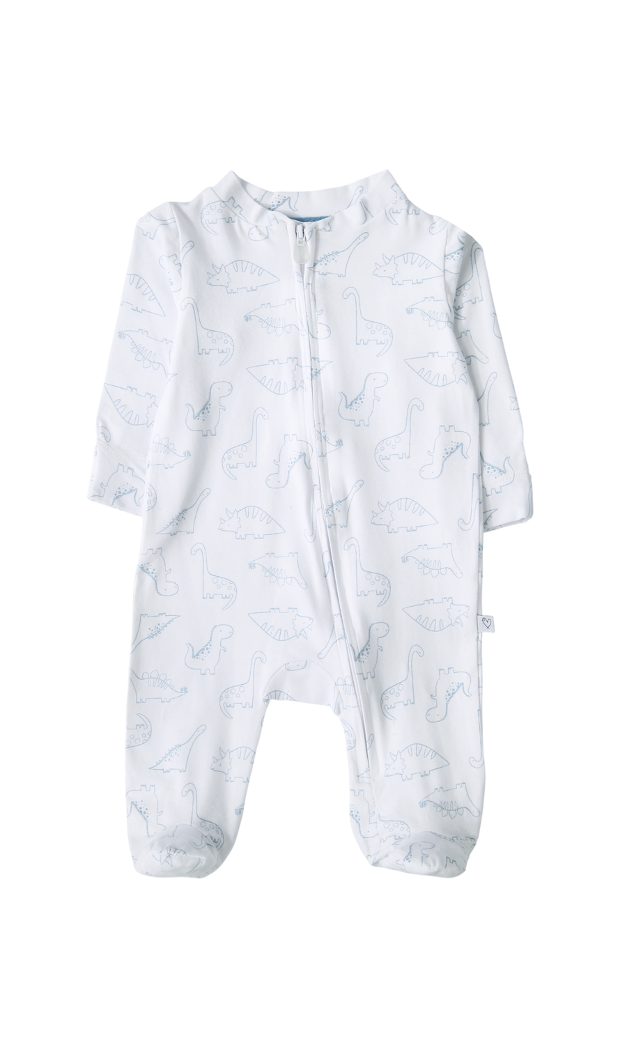 Baby Boys Sleep Suit Pack of 2 White Sky Blue Dinosaur Print