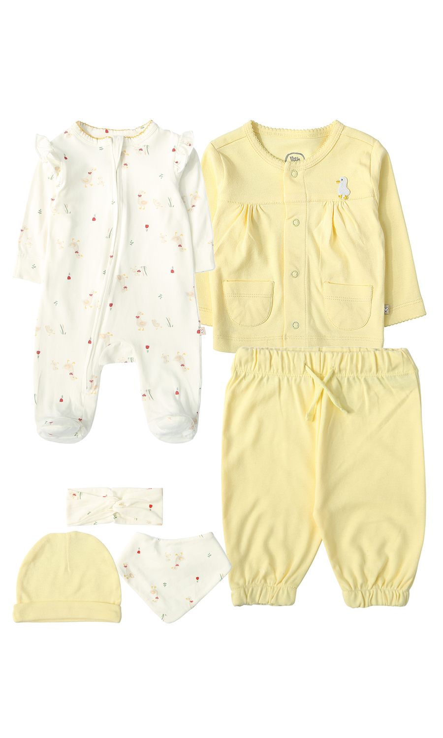 Baby Girls 6-Piece Gift Set Yellow & White