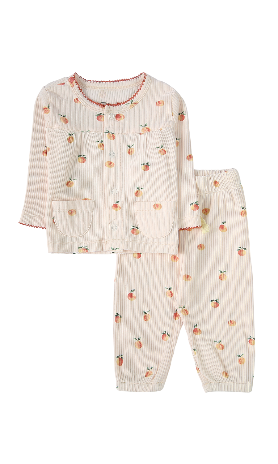 Baby Girls Cream Peach Print Night Suit