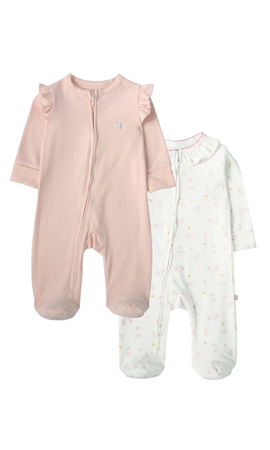 Baby Girls Footed Romper Pack of 2 Pink