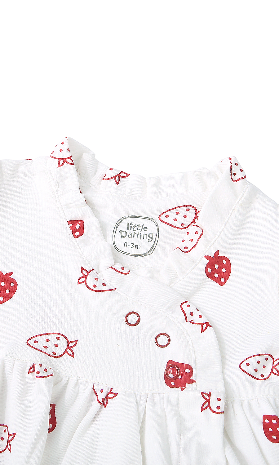 Baby Girls Frock White Strawberry Print Flutter Sleeve Peter Pan Collar