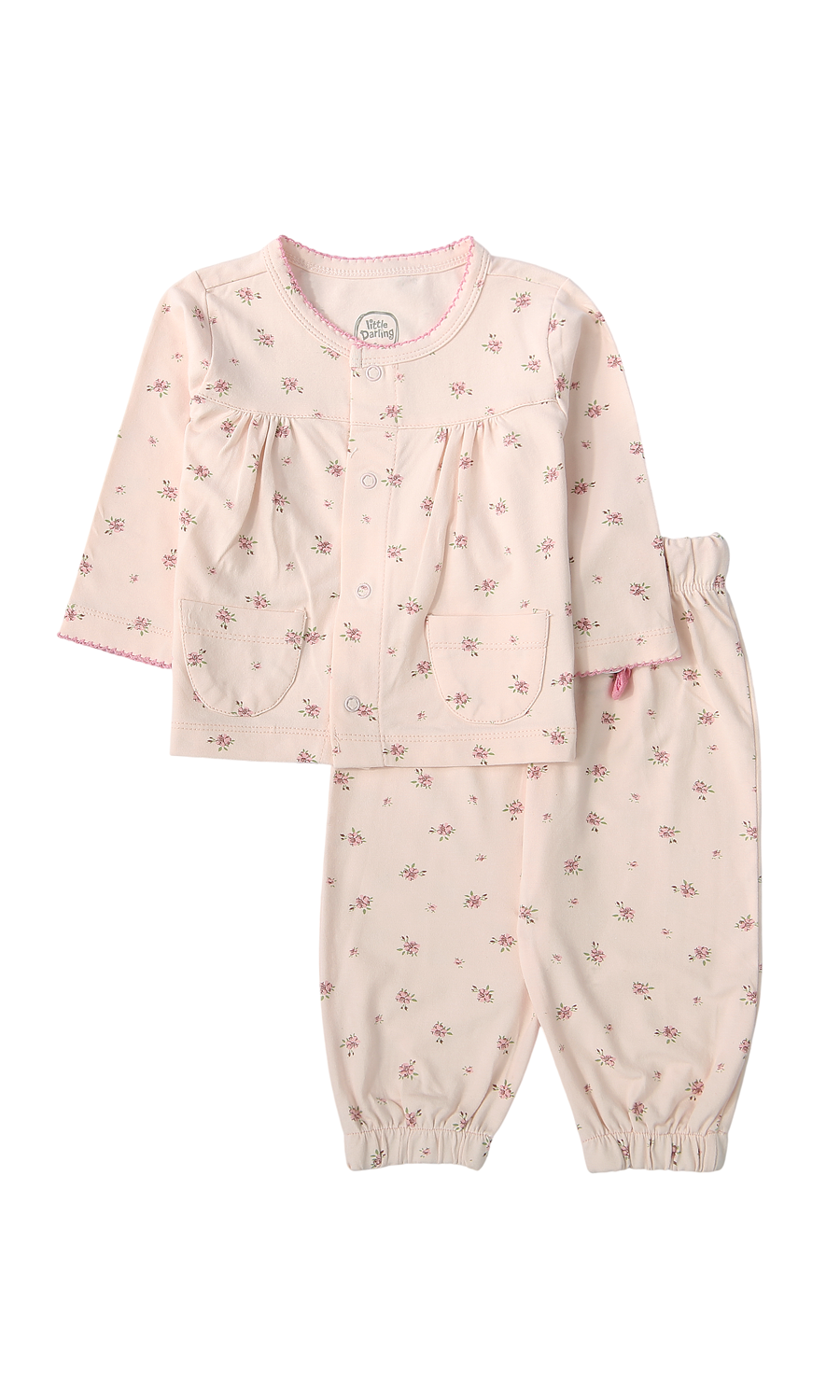 Baby Girls Night Suit Blush Pink Mini Floral Daisy Print 2-Piece Pyjama Set