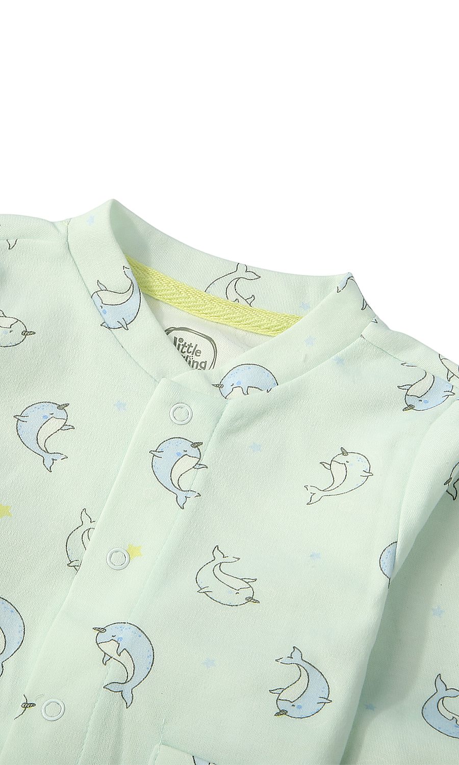 Baby Girls Night Suit Mint Green Jumping Dolphin Print 2-Piece Pyjama Set