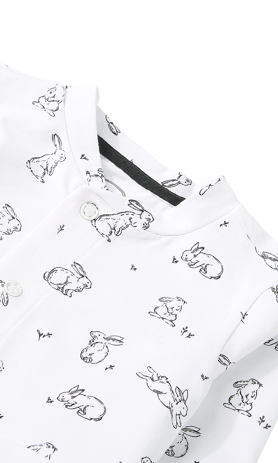Baby Girls Night Suit White Bunny Sketch Print