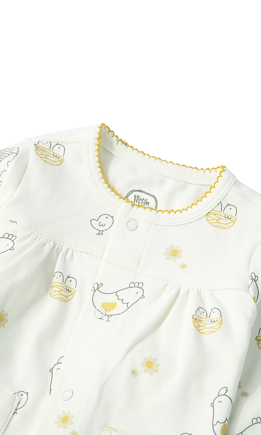 Baby Girls Night Suit White Farmyard Chicken Chick Print 2-Piece Pyjama Set