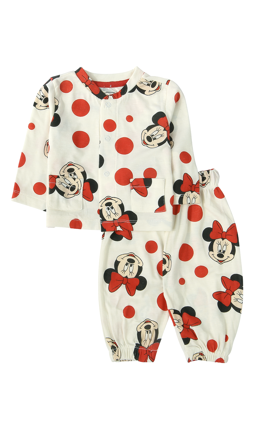 Baby Girls Night Suit White Minnie Mouse Print