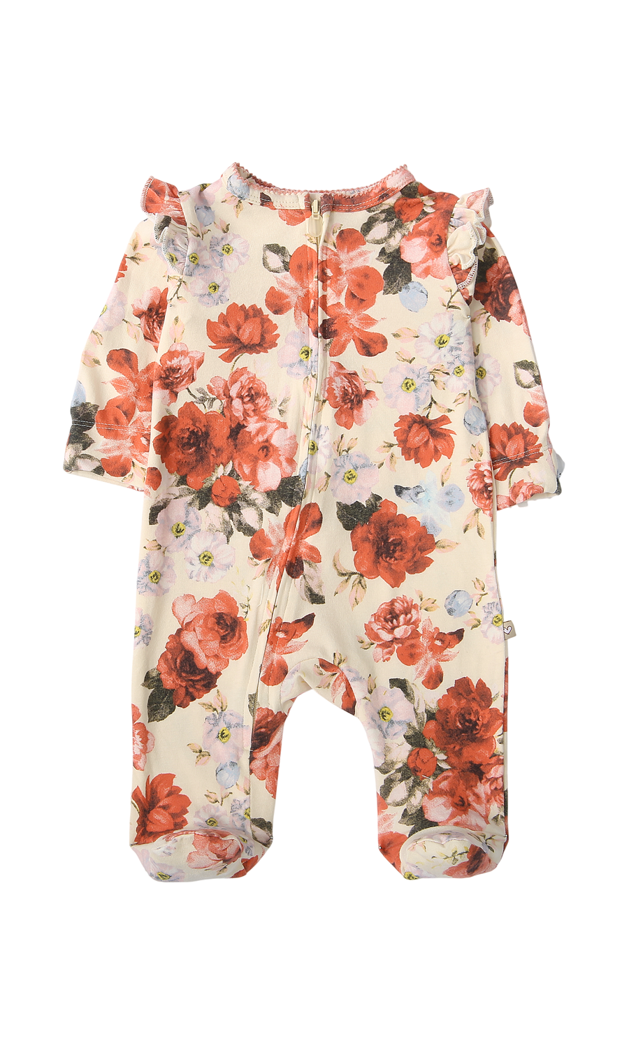 Baby Girls Rose Floral and Ditsy Floral Frill Collar Footed Romper Pack of 2