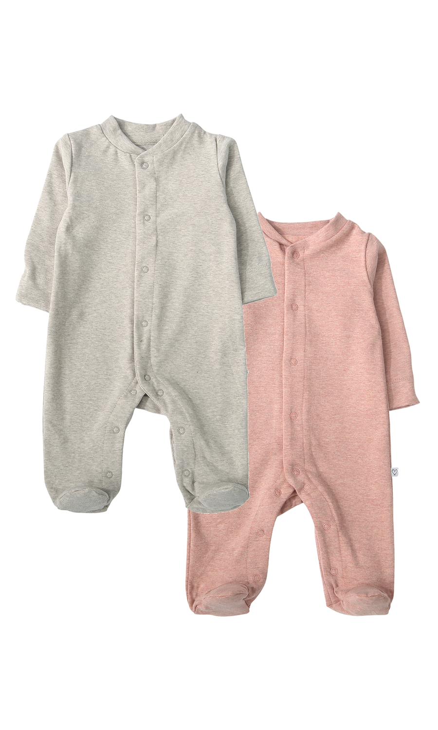Baby Girls Sleep Suit Pack of 2 Grey Dusty Pink Spot Texture