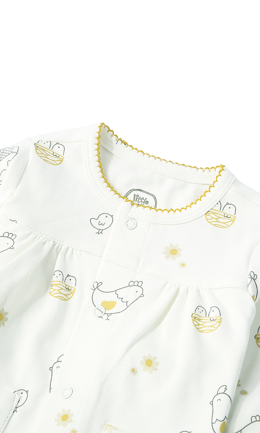 Baby Girls White Chick Print Night Suit