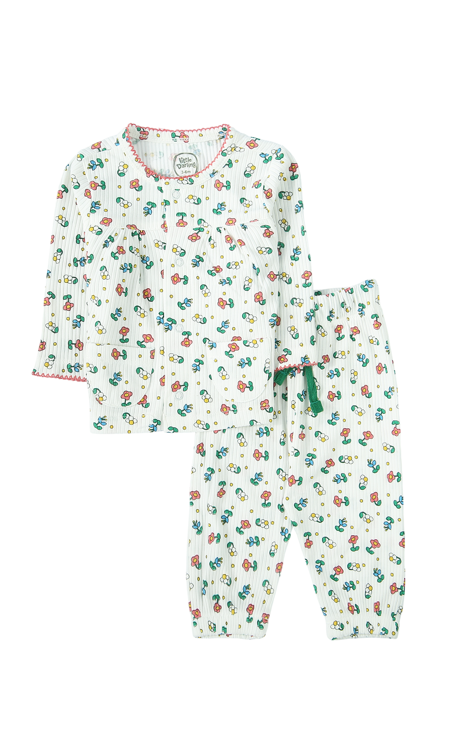 Baby Girls White Floral Print Night Suit