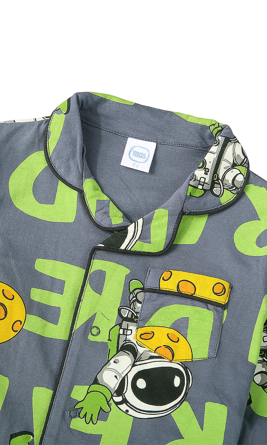Kids Night Suit Grey Astronaut Print
