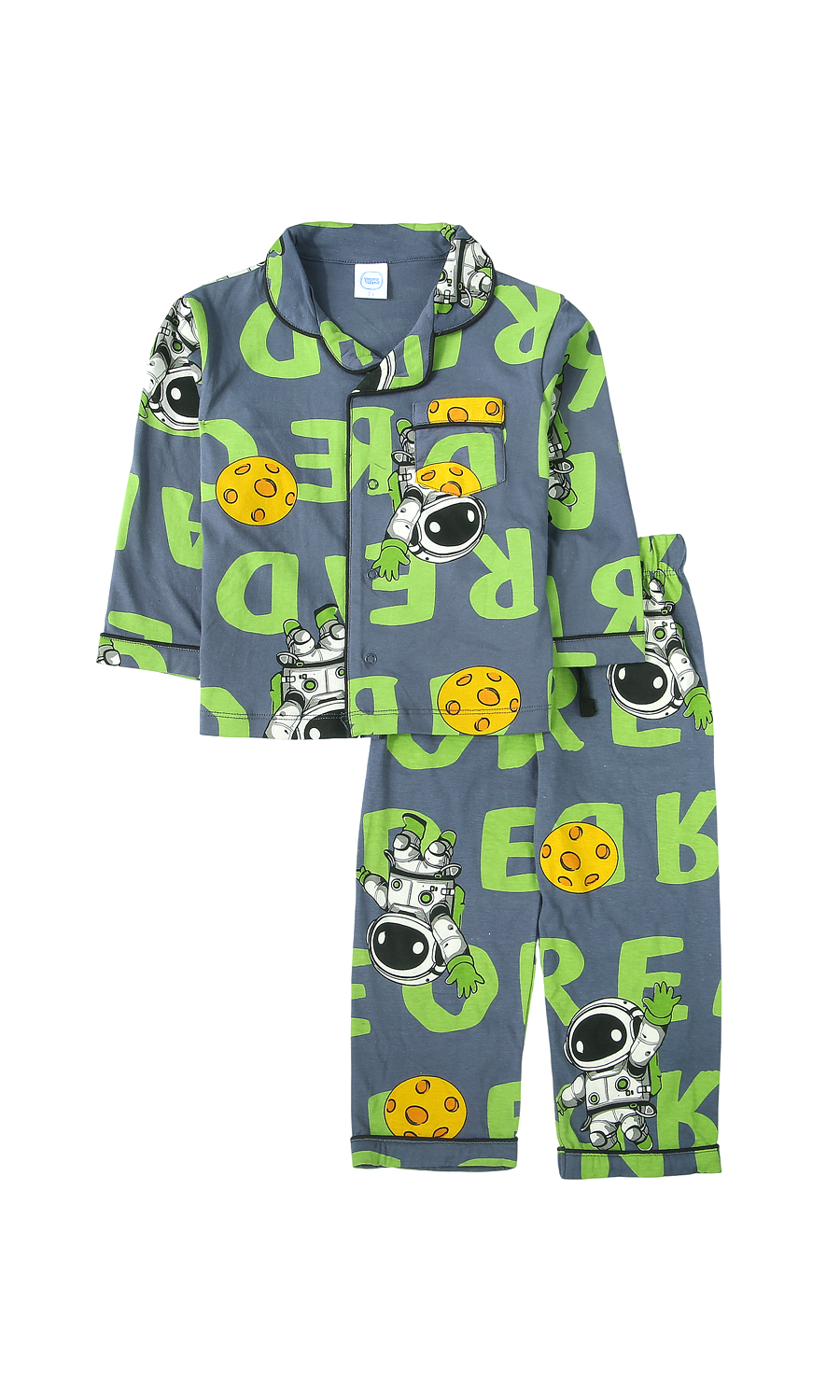 Kids Night Suit Grey Astronaut Print