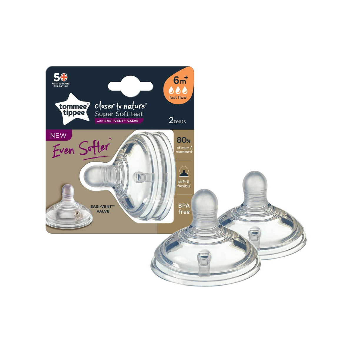 Fast Flow Soft Teat 2-PK Tommee Tippee 422124