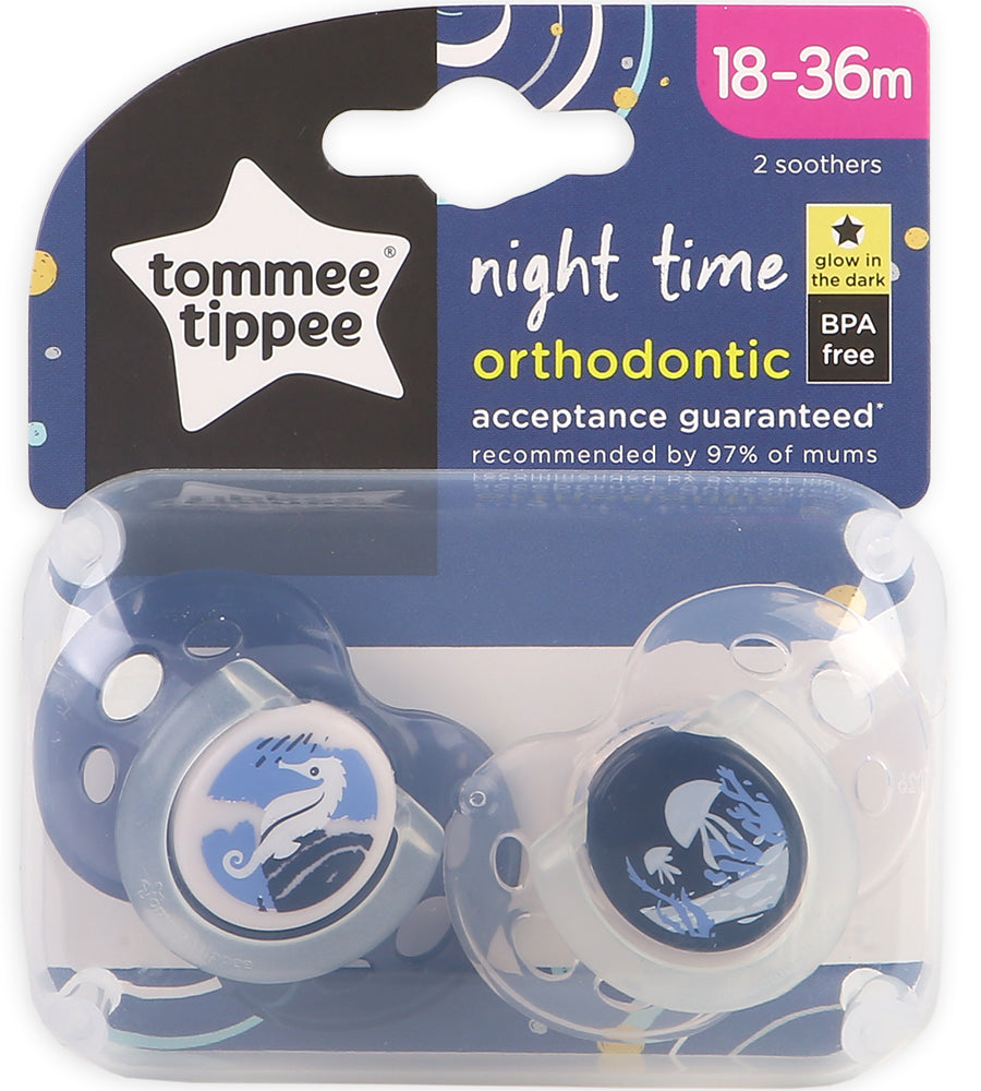 18-36M Soother Night Time 2-PK Tommee Tippee 433400
