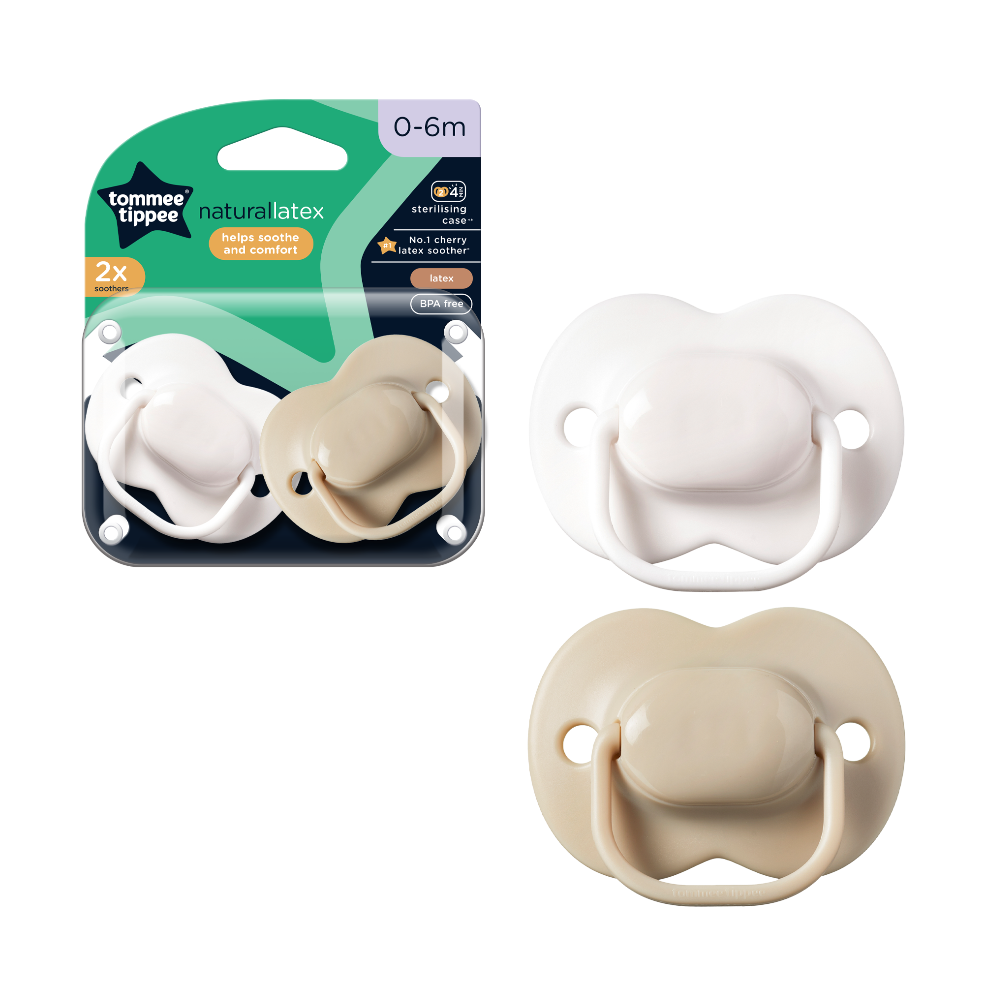 0-6M Cherry Latex Soother 2-PK Tommee Tippee 433532