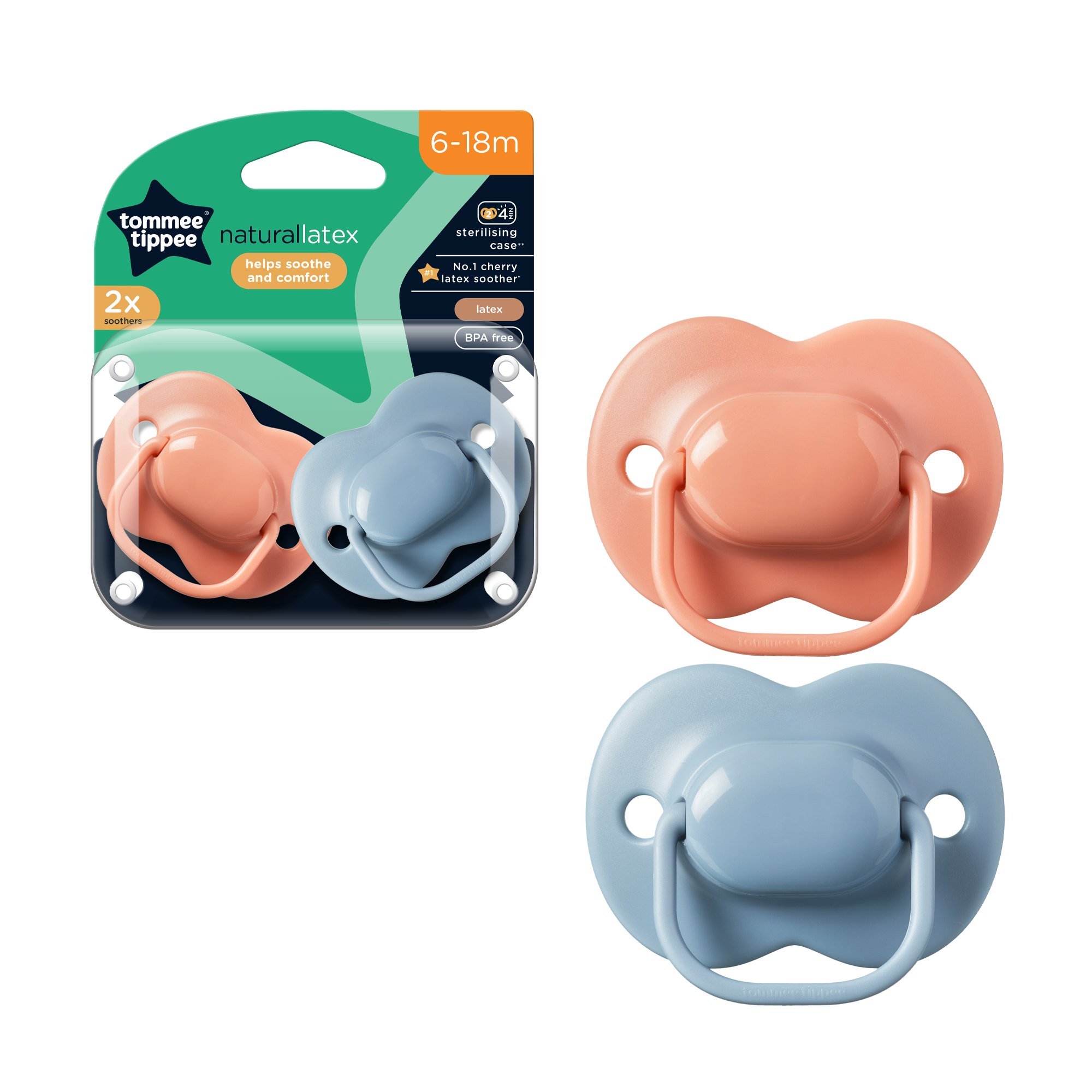 6-18M Cherry Latex Soother 2-PK Tommee Tippee 433533