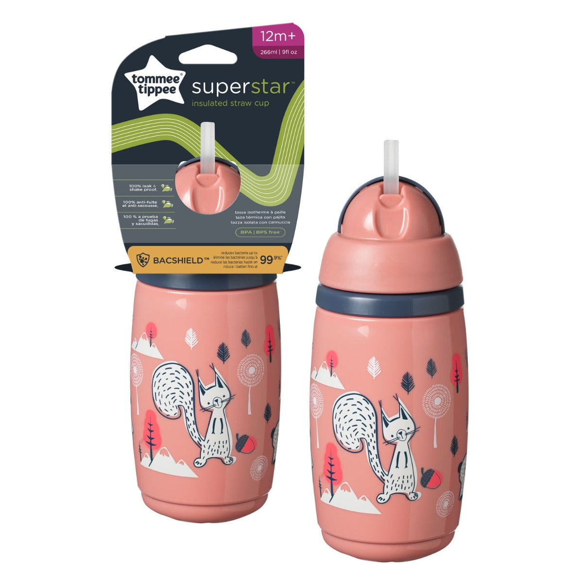 266ML 1X Insulated Straw Cup AL IL Pink Tommee Tippee 447825