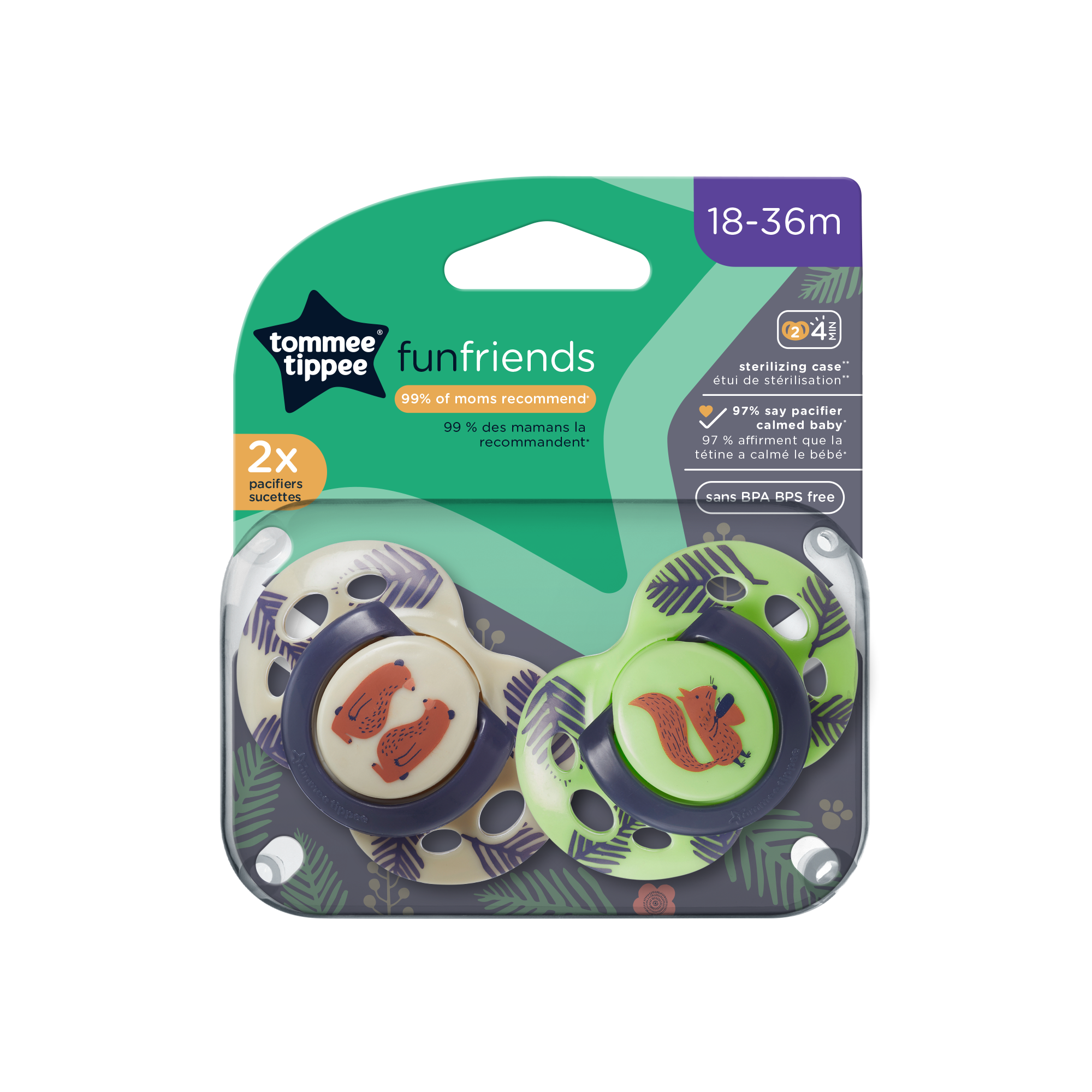 18-36M Fun Style Pacifiers 2-PK Tommee Tippee 533461