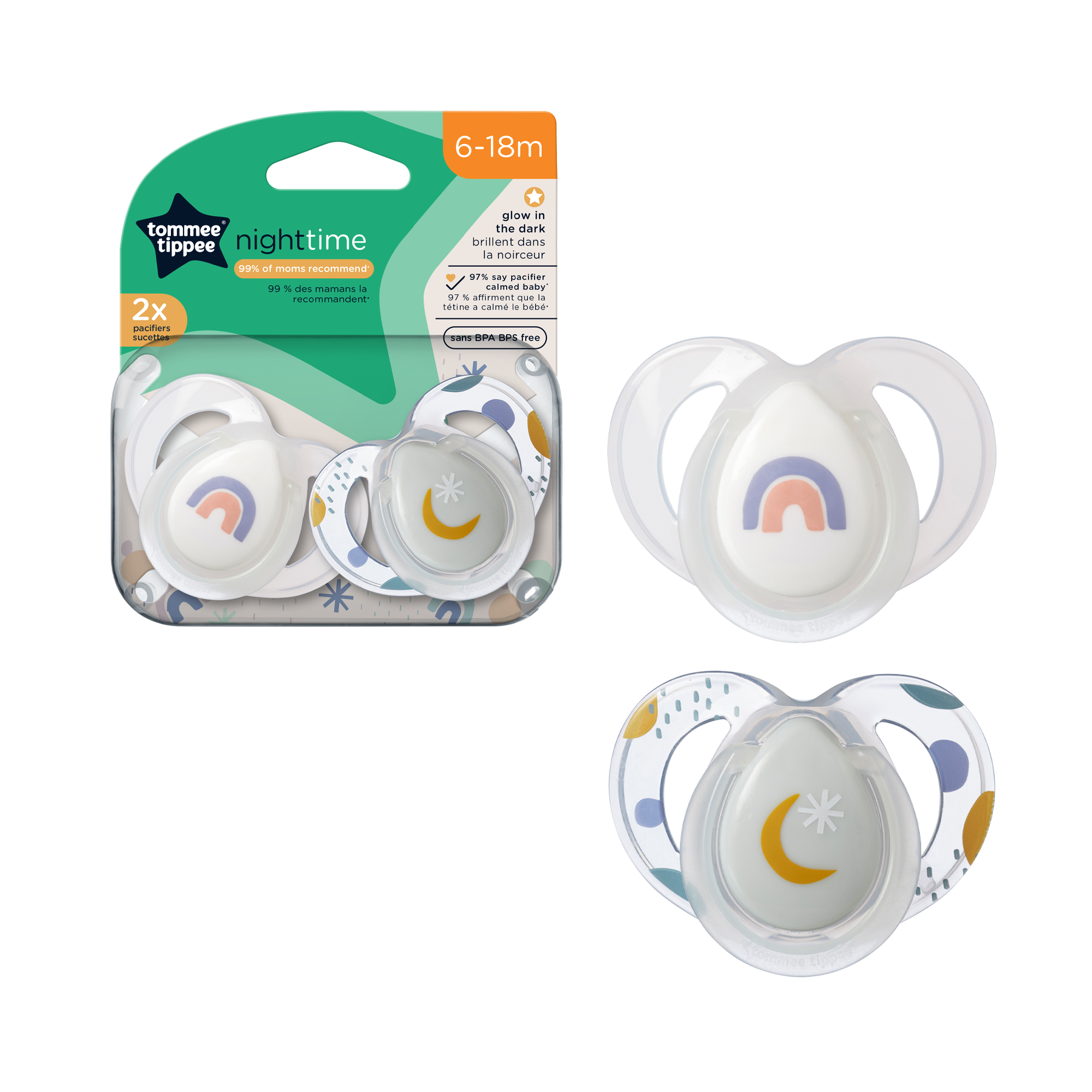 6-18M Night Time Pacifier 2-PK Tommee Tippee 533469