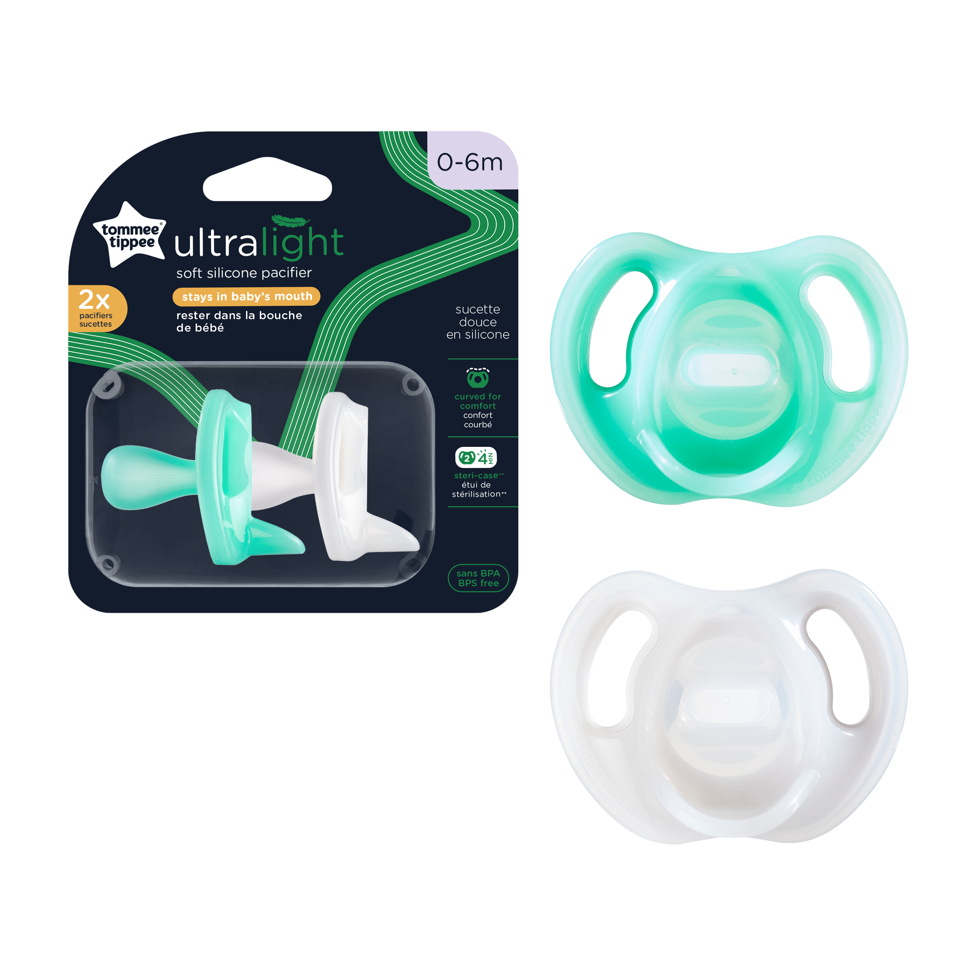 0-6M Silicone Soother 2-PK Tommee Tippee 533495