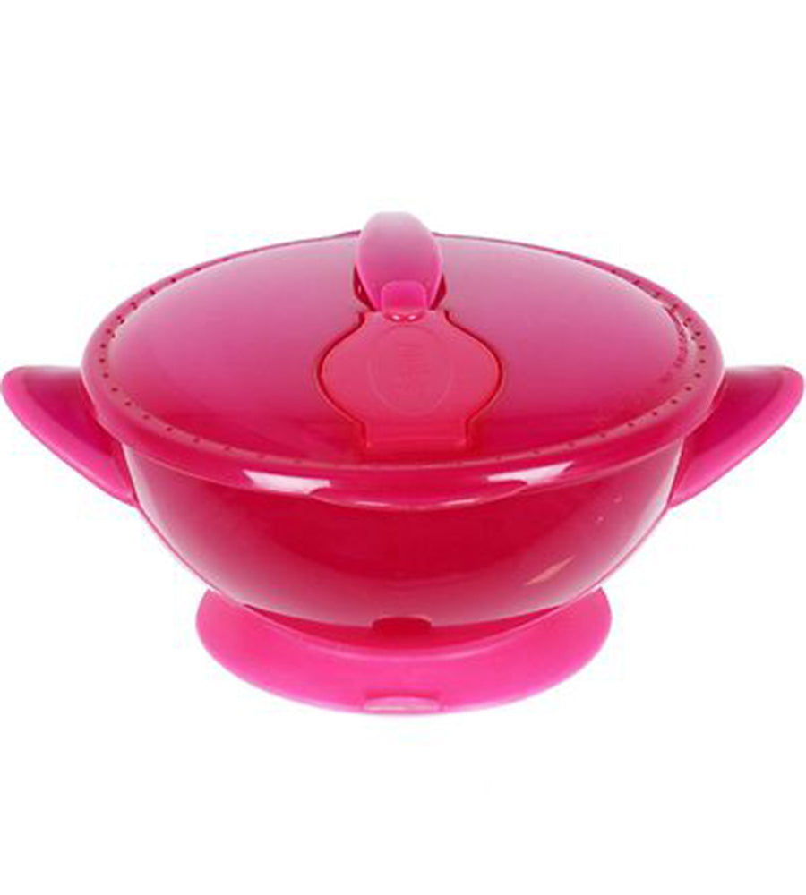NB Suction Bowl With Lid And Spoon - PINK