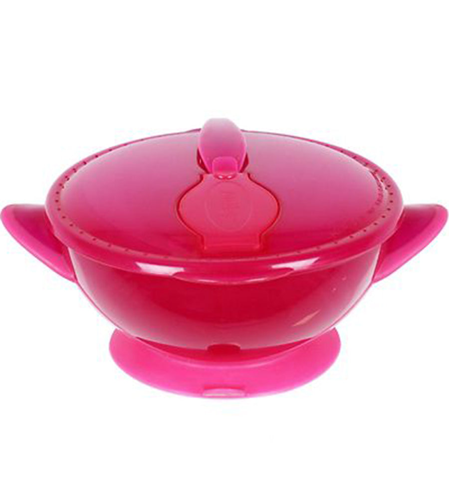 NB Suction Bowl With Lid And Spoon - PINK