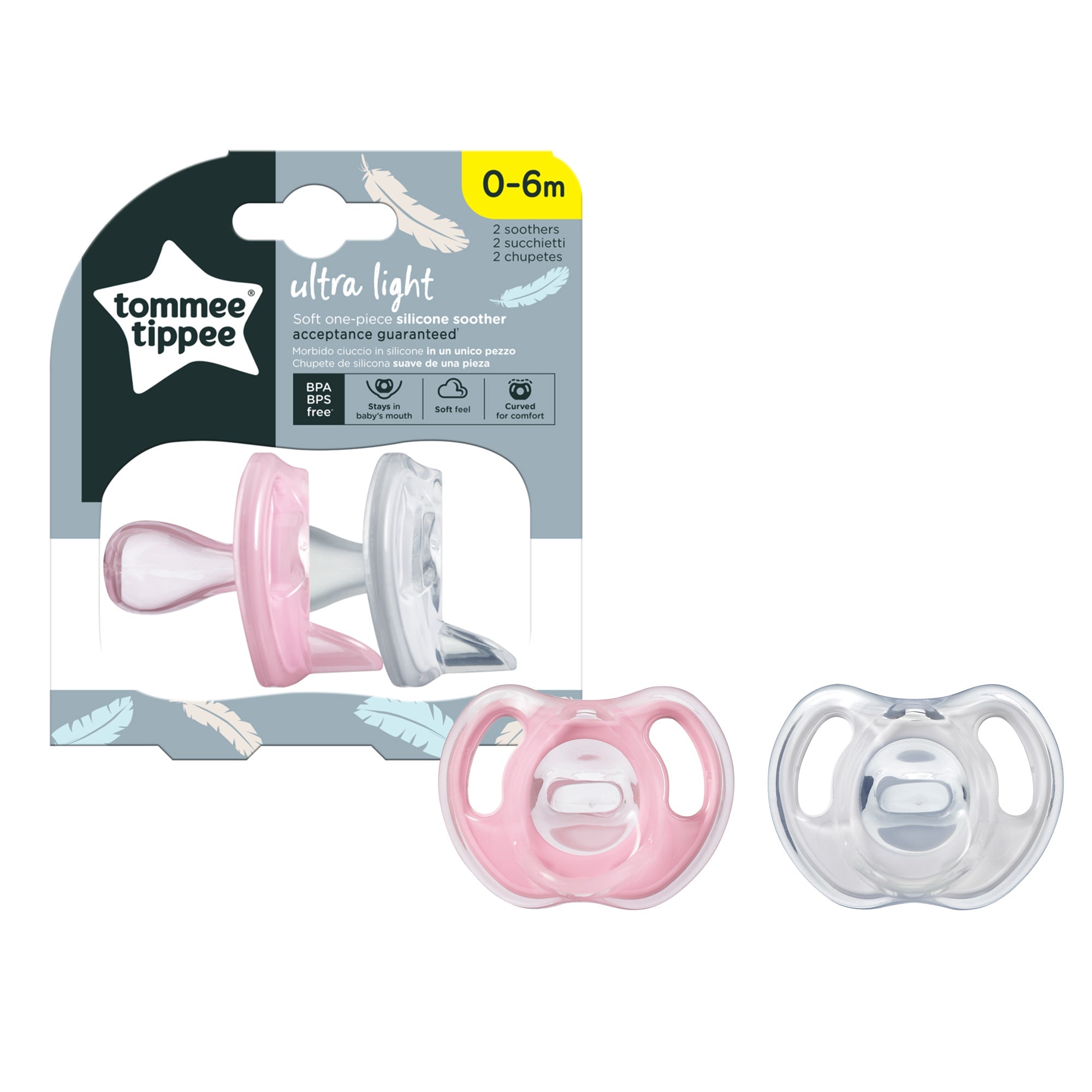 0-6M Silicone Soother 2-PK Tommee Tippee 433452