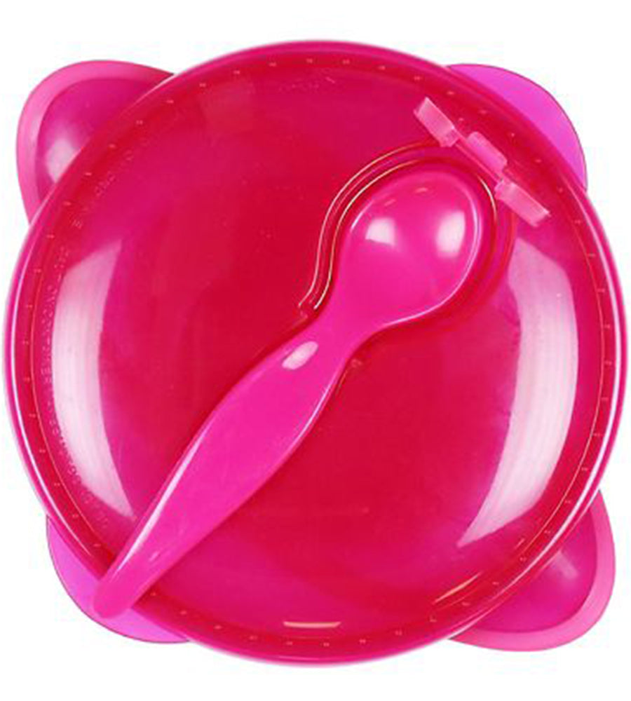 NB Suction Bowl With Lid And Spoon - PINK