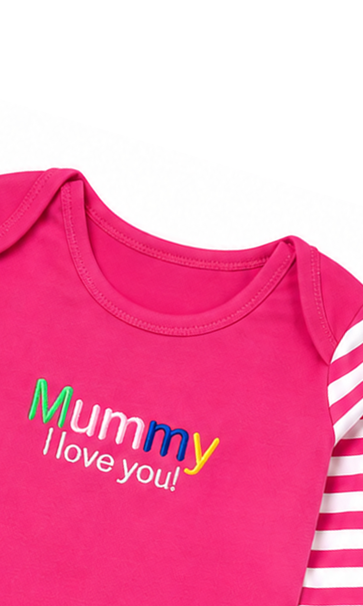 Baby Pink Mummy I Love You Striped Night Suit