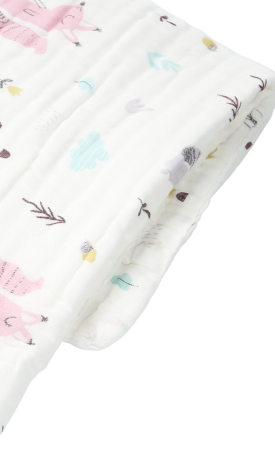 Baby Muslin Swaddle Blanket White Cat Print