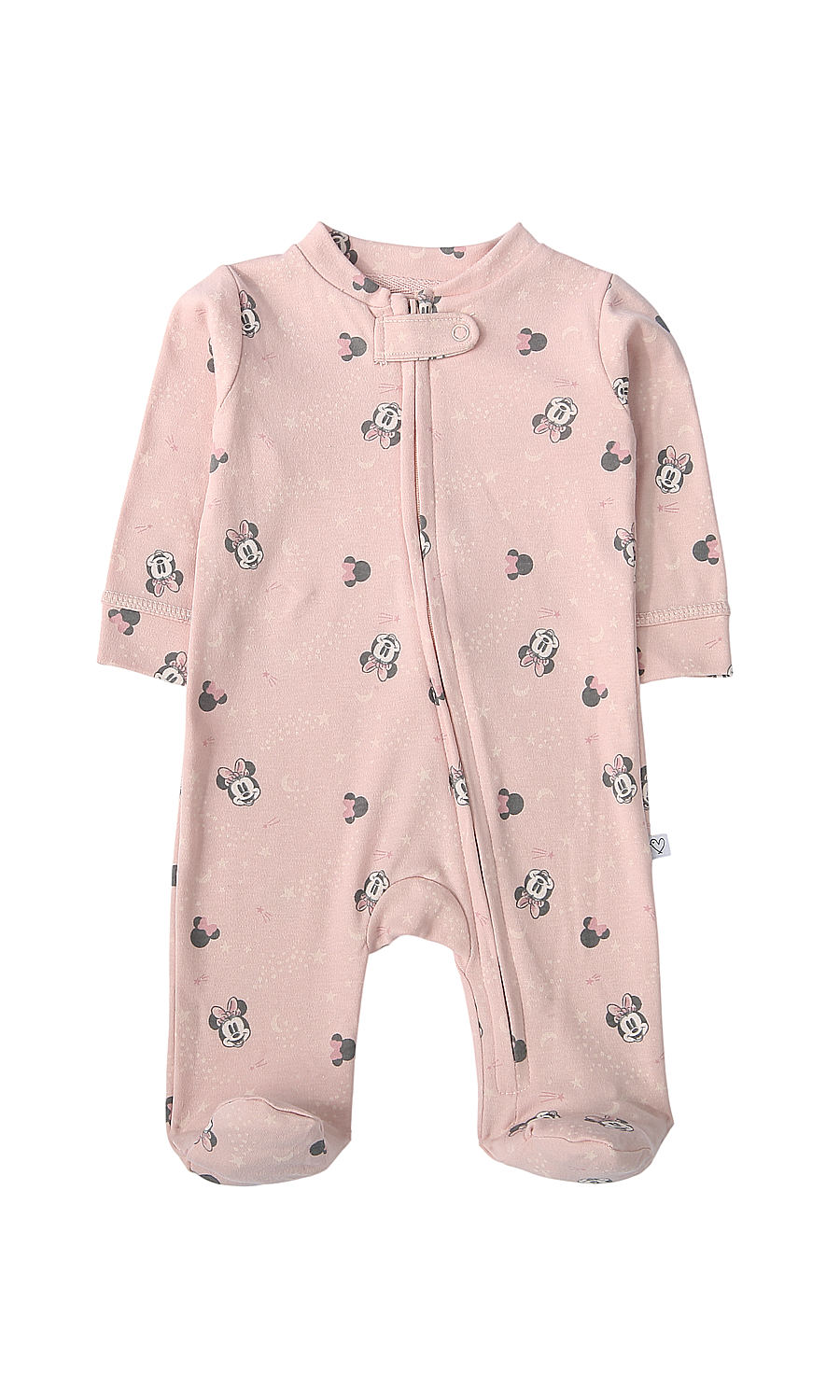 Baby Girls Pink Cartoon Print and Ribbed Footed Romper Pack of 2