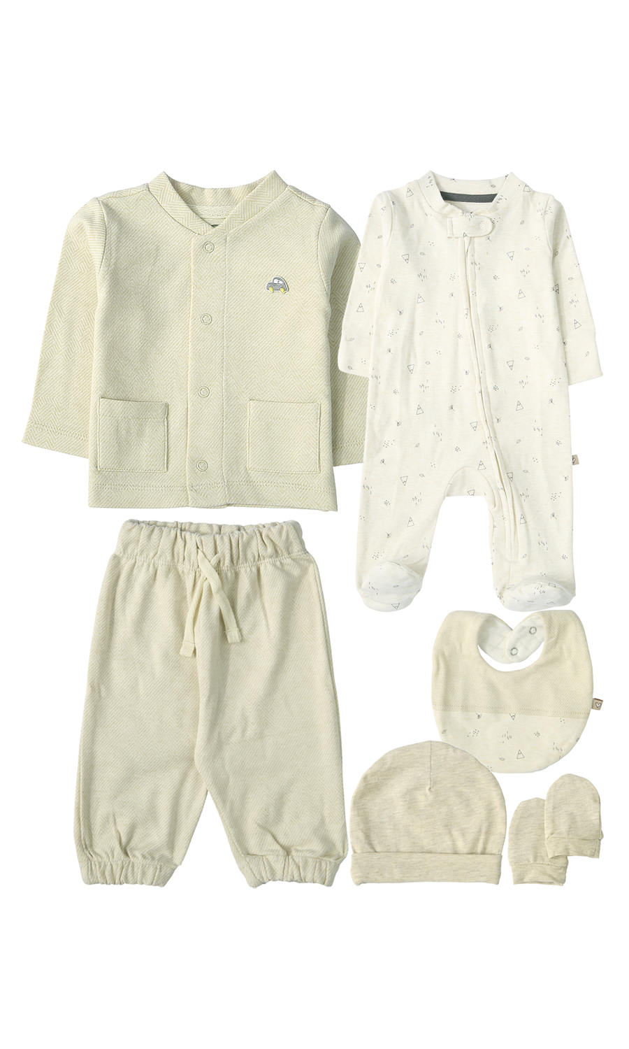 Baby Cotton Gift Set Oatmeal — 6 Piece Newborn Set