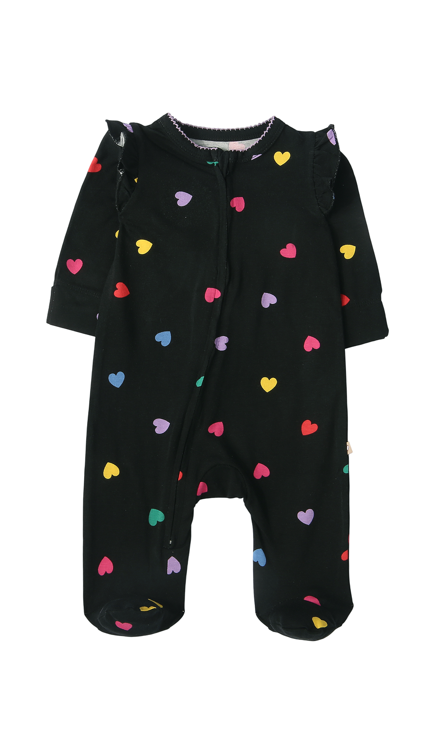 Baby Girl Cotton Romper Pack of 2 — Black Heart Print & Cream Butterfly Print