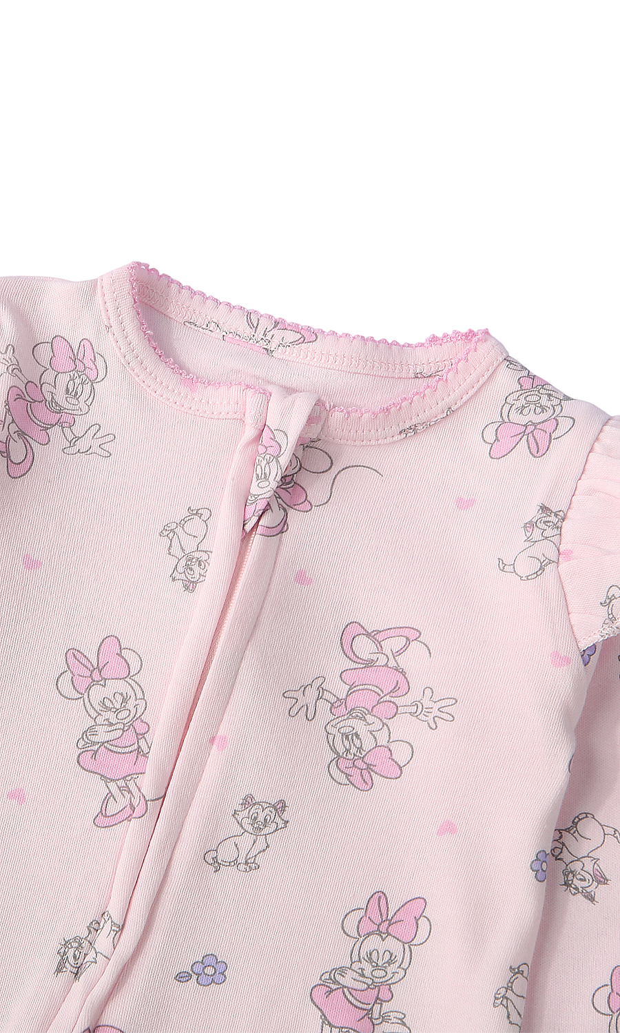 Baby Girl Cotton Sleepsuit Pack of 2 — Blue Floral Print & Pink Minnie Mouse Print