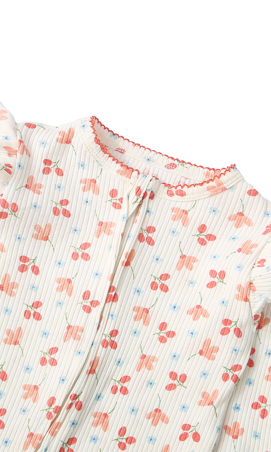 Baby Girl Cotton Sleepsuit 2-Pack – Pink & Cherry Print